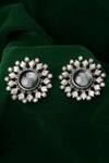 Buy_Sangeeta Boochra_Silver Plated Zaneta Floral Carved Studs _at_Aza_Fashions