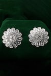 Buy_Sangeeta Boochra_Silver Plated Livia Floral Carved Oxidized Earrings _at_Aza_Fashions