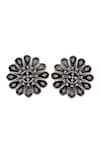 Sangeeta Boochra_Silver Plated Livia Floral Carved Oxidized Earrings _Online_at_Aza_Fashions