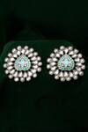 Buy_Sangeeta Boochra_Silver Plated Imitation Diamonds Corelia Oval Shaped Earrings _at_Aza_Fashions