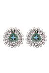 Sangeeta Boochra_Silver Plated Imitation Diamonds Corelia Oval Shaped Earrings _Online_at_Aza_Fashions