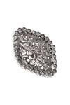 Shop Sangeeta Boochra Silver Plated Stones Ritisha Floral Carved Ring at Aza Fashions Shop_Sangeeta Boochra_Silver Plated Stones Ritisha Floral Carved Ring _at_Aza_Fashions