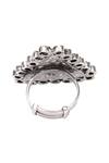 Buy_Sangeeta Boochra_Silver Plated Stones Triangle Engraved Ring _Online_at_Aza_Fashions