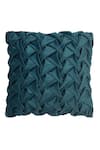 ODE & CLOE_Blue Velvet Textured Smocked And Tufted 5 Pcs Cushion Covers _at_Aza_Fashions