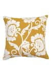 ODE & CLOE_Yellow Flower Hoop And Geometric Pattern 5 Pcs Cushion Covers _at_Aza_Fashions