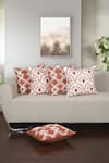 Buy_ODE & CLOE_Orange Cotton Aari Diamond And Embroidered 5 Pcs Cushion Covers _at_Aza_Fashions