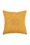 Shop_ODE & CLOE_Yellow Cotton Sequin And Cut Dana Geometric Pintucked 2 Pcs Cushion Covers_at_Aza_Fashions