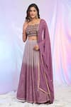 Buy_Alaya Advani_Purple Blouse Net Hand Embroidered Floral Notched Square Ombre Lehenga Set _at_Aza_Fashions