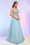 Shop_Alaya Advani_Sky Blue Blouse Net Hand Embroidered Geometric Boat Floral Kali Lehenga Set_Online_at_Aza_Fashions