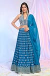 Buy_Alaya Advani_Blue Blouse Viscose Dupion Embroidered Floral V Pattern Pleated Lehenga Set _at_Aza_Fashions