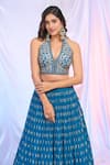 Shop_Alaya Advani_Blue Blouse Viscose Dupion Embroidered Floral V Pattern Pleated Lehenga Set 