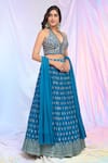 Alaya Advani_Blue Blouse Viscose Dupion Embroidered Floral V Pattern Pleated Lehenga Set _Online