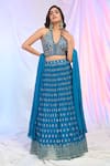 Buy_Alaya Advani_Blue Blouse Viscose Dupion Embroidered Floral V Pattern Pleated Lehenga Set _Online