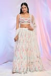 Buy_Alaya Advani_White Blouse And Dupatta Net Hand Embroidered Sequins Notched Square Lehenga Set _at_Aza_Fashions