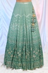 Shop_Alaya Advani_Green Blouse Net Hand Embroidered Sequins Floral Ombre Kali Lehenga Set_Online