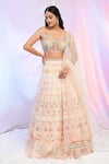 Buy_Alaya Advani_Cream Net Hand Embroidered Sequins Cutwork Floral Lehenga Set_at_Aza_Fashions