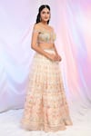 Shop_Alaya Advani_Cream Net Hand Embroidered Sequins Cutwork Floral Lehenga Set_Online_at_Aza_Fashions