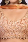 Alaya Advani_Peach Blouse Viscose Dupion Hand Bandhani Pattern Shaded Lehenga Set 