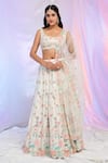 Buy_Alaya Advani_White Blouse And Dupatta Net Hand Embroidered Sequins Scoop Flower Lehenga Set _at_Aza_Fashions