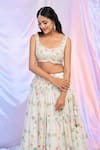 Alaya Advani_White Blouse And Dupatta Net Hand Embroidered Sequins Scoop Flower Lehenga Set _Online_at_Aza_Fashions