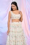 Buy_Alaya Advani_White Blouse And Dupatta Net Hand Embroidered Sequins Scoop Flower Lehenga Set _Online_at_Aza_Fashions