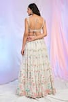 Shop_Alaya Advani_White Blouse And Dupatta Net Hand Embroidered Sequins Scoop Flower Lehenga Set _Online_at_Aza_Fashions