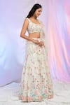 Buy_Alaya Advani_White Blouse And Dupatta Net Hand Embroidered Sequins Scoop Flower Lehenga Set _Online