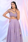 Alaya Advani_Purple Blouse Net Hand Embroidered Sequins Sweetheart Embellished Lehenga Set_Online_at_Aza_Fashions