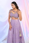 Buy_Alaya Advani_Purple Blouse Net Hand Embroidered Sequins Sweetheart Embellished Lehenga Set_Online_at_Aza_Fashions