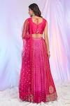 Shop_Alaya Advani_Pink Blouse Silk Embroidered Sequins U Neck Bandhani Lehenga Set _at_Aza_Fashions