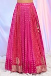 Shop_Alaya Advani_Pink Blouse Silk Embroidered Sequins U Neck Bandhani Lehenga Set 