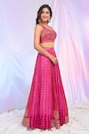 Alaya Advani_Pink Blouse Silk Embroidered Sequins U Neck Bandhani Lehenga Set _Online