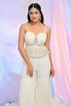 Buy_Alaya Advani_White Georgette Hand Embroidered Sequins Sweetheart Peplum Top Sharara Set 