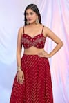 Alaya Advani_Red Blouse And Palazzo Faux Georgette Hand Embroidered Sequins Pleated Set _Online