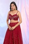 Buy_Alaya Advani_Red Blouse And Palazzo Faux Georgette Hand Embroidered Sequins Pleated Set _Online