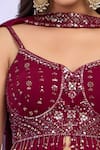 Buy_Alaya Advani_Maroon Peplum And Palazzo Faux Georgette Hand Embroidered Work Pleated Top Set _Online_at_Aza_Fashions