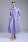 Buy_DHI_Purple Chanderi Solid Collar Multi Panel Shirt Dress _at_Aza_Fashions