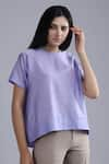 Buy_DHI_Purple Chanderi Solid Tonal Thread Work Crew T-shirt _at_Aza_Fashions