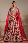 Buy_Ridhi Mehra_Red Blouse And Dupatta Net Embroidered Shanno Zardozi Floral Bridal Lehenga Set _at_Aza_Fashions