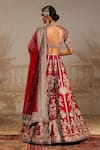 Shop_Ridhi Mehra_Red Blouse And Dupatta Net Shanno Zardozi Floral Bridal Lehenga Set  _at_Aza_Fashions