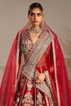 Buy_Ridhi Mehra_Red Blouse And Dupatta Net Shanno Zardozi Floral Bridal Lehenga Set  _Online_at_Aza_Fashions