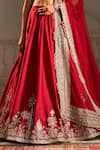 Ridhi Mehra_Red Dupatta Organza Moga Zardozi Floral Blossom Lehenga Set  _at_Aza_Fashions