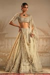 Ridhi Mehra_Green Blouse Net Embellished Floral Chandni Tree Bridal Lehenga Set  _Online_at_Aza_Fashions