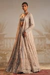 Buy_Ridhi Mehra_Pink Net Embroidery Sequin Jacket Open Gallaan Bridal Lehenga Set  _at_Aza_Fashions