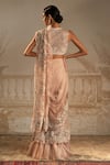 Shop_Ridhi Mehra_Pink Net Pakeeza Feather Embellished Pre-draped Saree With Blouse _at_Aza_Fashions
