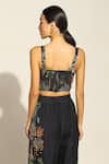 Shop_RANNA GILL_Multi Color Linen Blend Printed Forest Sweetheart Thea Corset_at_Aza_Fashions