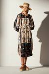 Buy_RANNA GILL_Multi Color Linen Blend Printed Forest Collared Riley Shirt Dress_at_Aza_Fashions