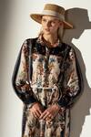 Buy_RANNA GILL_Multi Color Linen Blend Printed Forest Collared Riley Shirt Dress_Online_at_Aza_Fashions