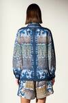 Shop_RANNA GILL_Multi Color Linen Blend Printed Shibori Collared Elle Button Down Shirt Dress_at_Aza_Fashions