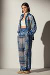 RANNA GILL_Multi Color Linen Blend Printed Shibori Collared Elle Button Down Shirt Dress_Online_at_Aza_Fashions